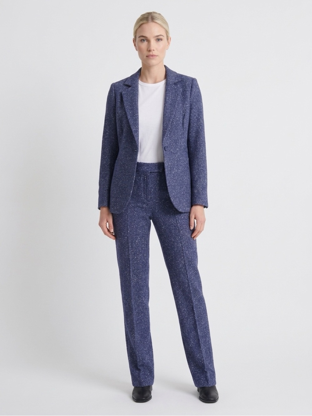 Chiara Boni La Petite Robe Lua Blue Single Button Blazer Pant Suit Size 46/10.